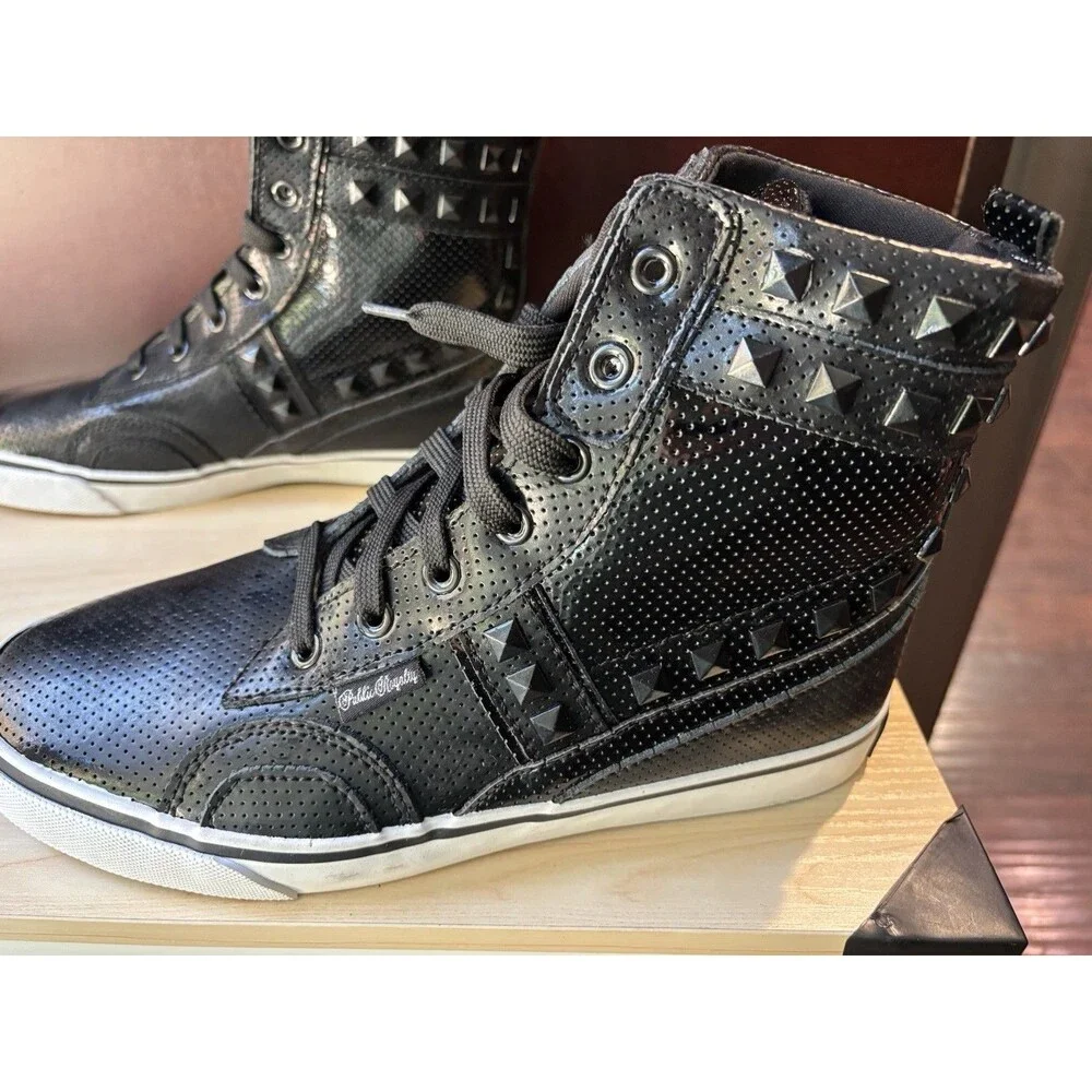 New NIB Public Royalty Black Studded High Tops Rock Stud Skater Punk Goth Sz 8